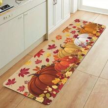 1. 感恩节快乐秋季南瓜地垫，温馨的南瓜枫叶厨房地垫，硅藻泥地垫，完美契合秋冬家居装饰。这些充满节日气息的秋季设计以枫叶、向日葵和秋季图案为特色，是感恩节厨房地毯的理想之选。