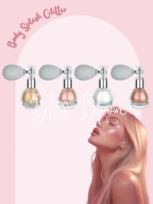 Set de 4 iluminadores polvo de hadas con pulverizador glitter ultra fino, colores surtidos para rostro y Body, atomizador para efecto glow, maquillaje de fiesta, carnaval o eventos especiales - 1 Pzs - Ver 4