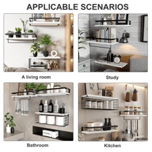 Lislark 3Pcs Wooden Floating Wall Shelves Display Unit Storage Decor Rustic Home Office - 3 Layers White - View 7