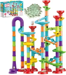 142pcs Marble Race Track Toys, Marble Run Set, Construction Building Blocks Game For Kids Birthday STEM Gifts, And Early Cognition, Hand Exercise, Parent-Child Interaction, Distinguish Colors - Multicolor - View 1