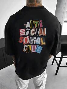 Men's Double-Sided Printed T-Shirt Colorful Anti Social Club Pattern, Comfortable, Stylish For - màu đen - Xem 4