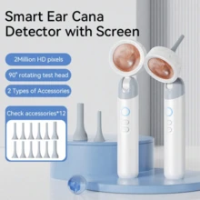 Four In One Intelligent Ear And Nose Camera, 2 Million High-Definition Screen -90 ° Rotating Detection Head, Rechargeable Lithium Battery, Including Wax Removal Tools For Ears, Nose, Skin, Hair, Mouth, And Pets, Including 12 Accessories - White - View 2