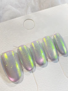0.3g/Pc Green-Gold Aurora Chameleon Nail Powder, DIY Nail Art Decorative Neon Optical Color Changing Nail Powder - 彩色 - 查看 4