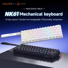 AJAZZ NK61 60% 紧凑型有线键盘，61 键 RGB 背光，小巧便携，办公/电脑机械键盘，全键热插拔，适用于 Windows 平板电脑、笔记本电脑和游戏设备 - 彩色 - 查看 6