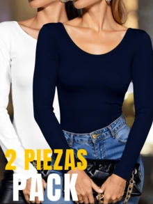 Women Blouses - Blue and White - View 1