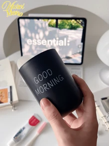 <Sleek Simplicity, Dual-Tone Style>, 2pcs Portable Washing Mouth Cups Plastic Home Hotel Toothbrush Holder Bathroom Accessories Storage Cups Home Bathroom Decor Fall Decor Back To School - Black and White - View 6