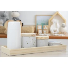 Porcelain Hygiene Care Kit Polka Dot Baby Tray Modern Boy Girl Children's Bedroom Washbasin Bathroom K066 - 軍綠色 - 查看 4