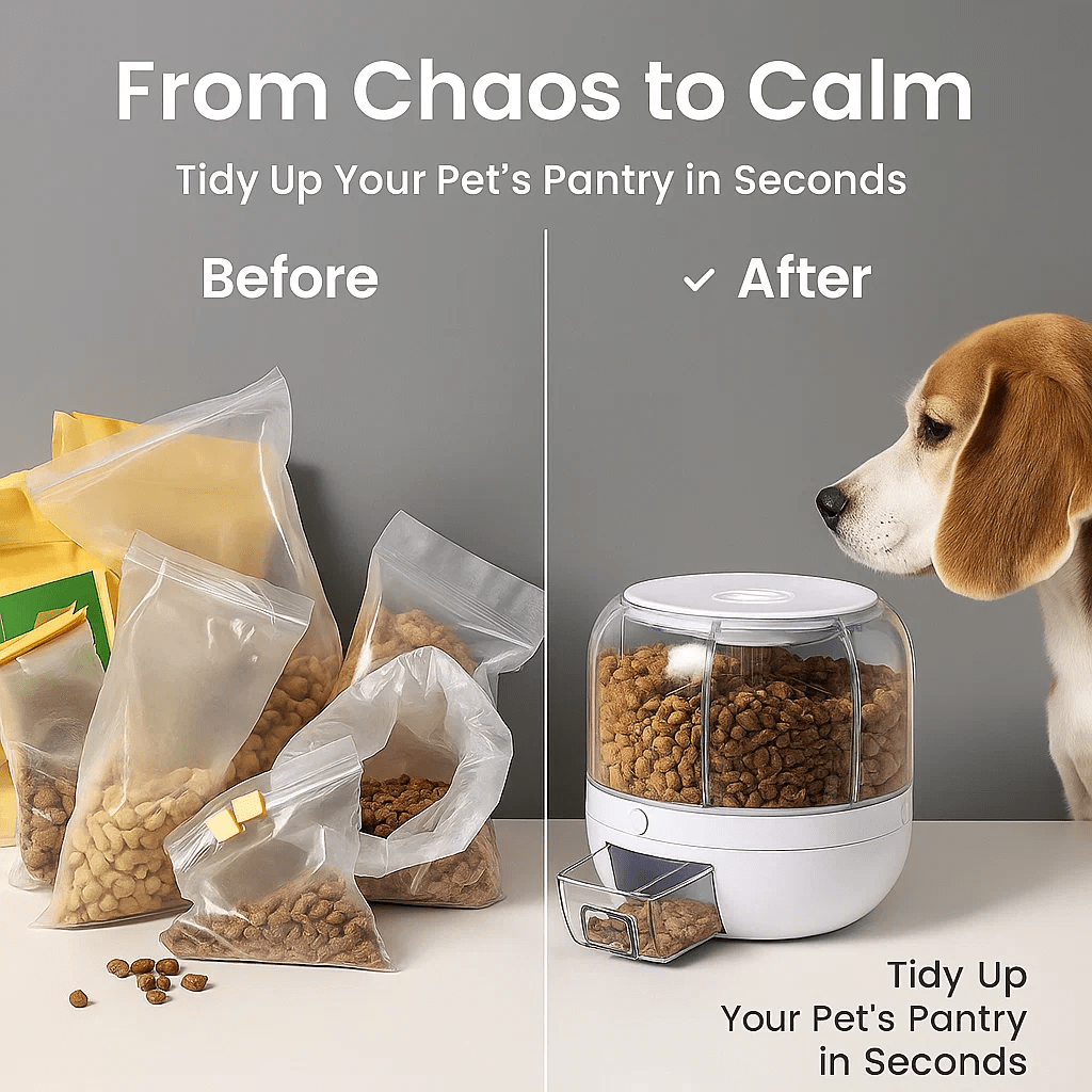 Pet Food Storage Container With Moisture-Proof Lid And 6 Grids – Smart Dispenser Box For Cat & Dog Treats, Multi-Purpose Organizer - 白色 - 查看 3