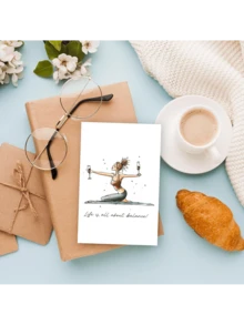 1pc Funny Birthday Card For Female Friends - Humorous Birthday Card For Bestie - Girlfriend Birthday Card - Women's Birthday Card - Life Is About Balance: Yoga & Wine - For Sisters, Aunts, Moms, Daughters - Multicolor - View 6