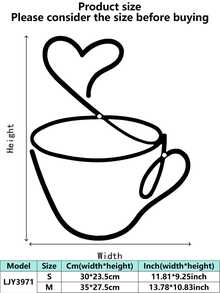 1PC Metal Coffee Cup Decor, Minimalist Line - Art Design, Adds Cozy Vibes. Perfect For Kitchen, Cafe, Office, Home Decor. Christmas Decorations Room Decor Christmas