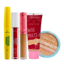 Kit Maquiagem Rímel, Pó, Base, Corretivo e Batom - Pele Clara - Visão 2