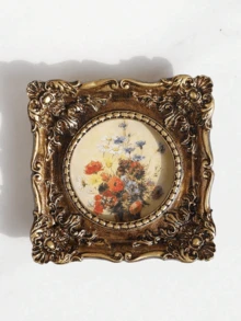 1pc Square Mini Photo Frame Easel Resin Vintage Frame Oil Painting Frame Resin Frame Gallery Wall Decor