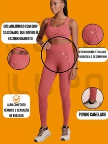 LUPO Gym Women's Butt Lifting Leggings High Capacity Workout - Bụi hồng - Xem 5