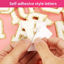 Self-Adhesive Patches In The Shape Of 26 Letters; DIY Patterns; Suitable For Water Cups, Jeans, Jackets, Backpacks(The Heart Shape Is The Ironing Style) - Rose Red - View 6