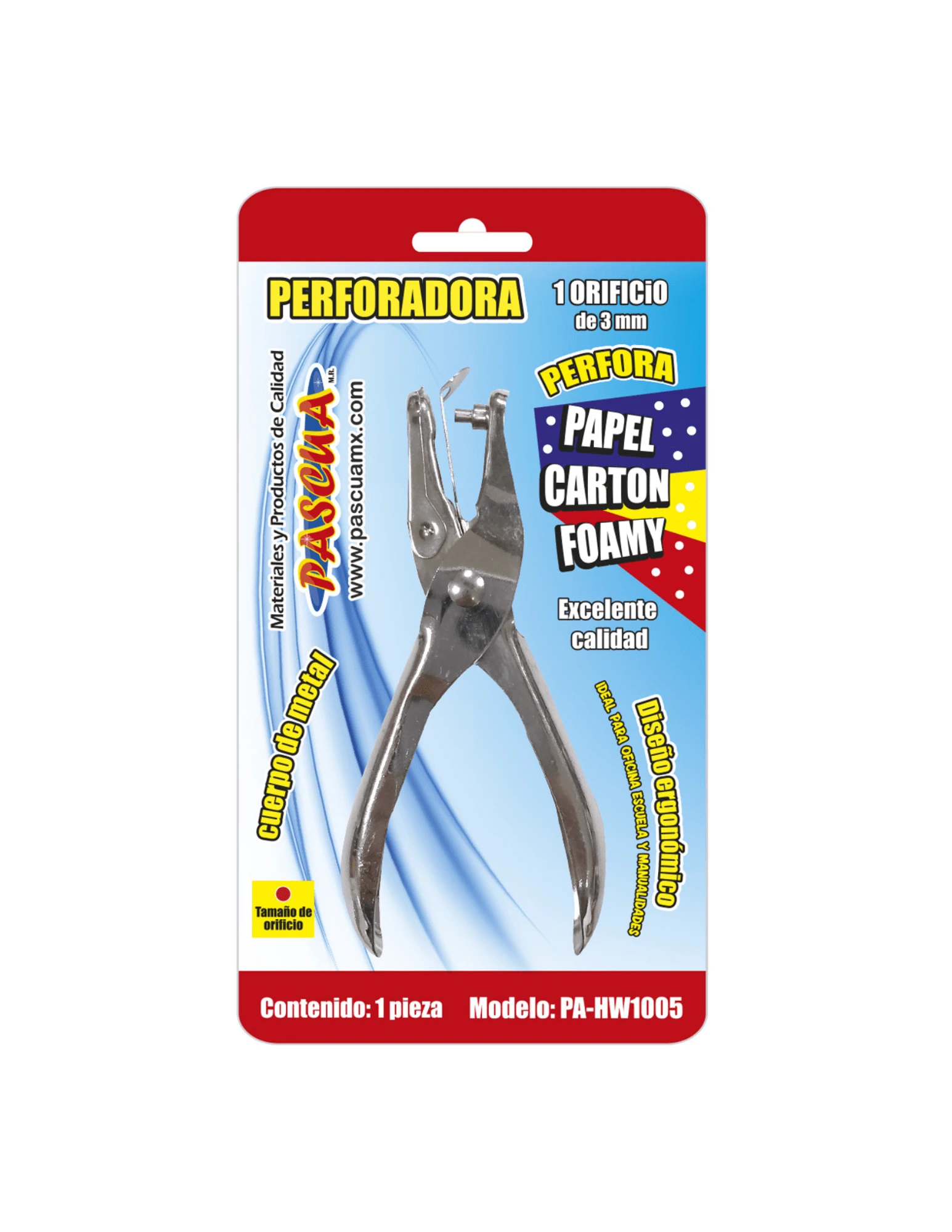Perforadora 3mm de papel oficina escolar hogar perforadora manual tamaño compacto diseño ergonómico corte preciso papel ideal documentos hojas artesanía material resistente - Plateado - Ver 1