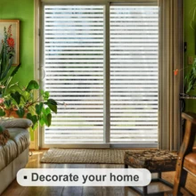 1pc Bloss Window Film Striped Window Decal Non-Adhesive Privacy Film, Vinyl Glass Film Window Tint For Home Kitchen And Office - Multicolor - View 3