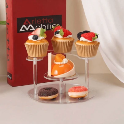 Acrylic Cake Stand, Round Transparent Cake Stand, Cupcake Display Rack, Suitable For Dessert Tray, Tabletop Centerpiece, Suitable For Birthday, Wedding, Party Decoration