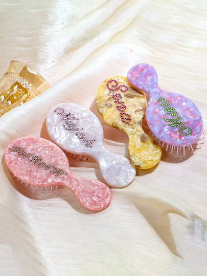 Accesorios personalizados para el cabello, peines personalizados, cepillos con nombre personalizado, peines con nombre personalizado, pasadores para el cabello, accesorios de dama de honor para bodas, multifuncionales, ornamentales, con letras, de unicolor, exquisitos, elegantes, vintage, modernos, coloridos, de ocio, básicos, casuales, suaves, únicos, personalizados, regalos ideales para ella, novia, amigos, accesorios de belleza navideños