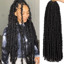 1/6 Packs Butterfly Faux Locs Crochet Hair 10-24 Inch Pre-Looped Distressed Locs Soft Locs Crochet Hair For Crochet Braids Hair - Black - View 1