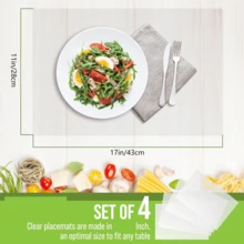 Clear Plastic Placemats Set Of 4 - Vinyl Table Protector For Dining, Kitchen, Office, Painting Table, Shelves - Heat Resistant, Crystal Clear, Wipeable Place Mats - trong suốt - Xem 4