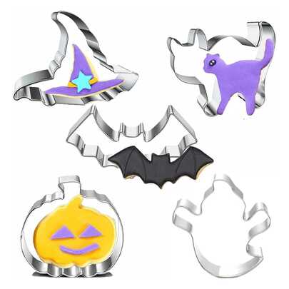 5PCS In-Stock Halloween Cookie Molds, Halloween Stainless Steel Cookie Molds, Halloween Baking Molds