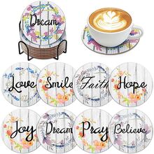 8pcs/set Mandala Pattern Diamond Painting Diy Coaster With Ab Shaped Resin Drills, Gift With Cup Mat - Multicolor - View 10