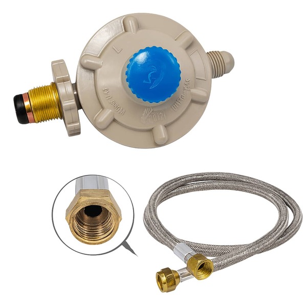 Regulador de gas LP con manguera metálica 3/8 x 2m ideal para estufas boilers y calentadores fácil instalación materiales duraderos