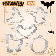 5PCS In-Stock Halloween Cookie Molds, Halloween Stainless Steel Cookie Molds, Halloween Baking Molds - Grey - View 3