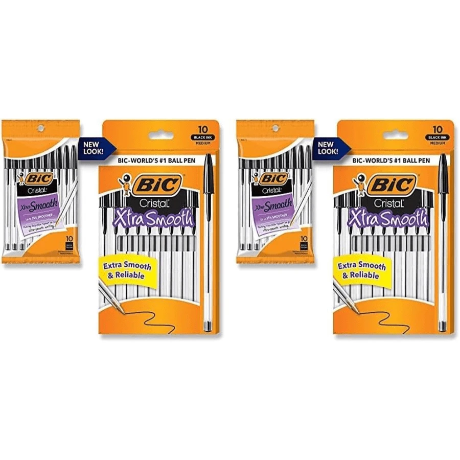 BIC Cristal Xtra Smooth Ballpoint Pen, Medium Point (10mm), Black, For Everyday Writing Activities, 10-Count - 顏色B - 查看 1