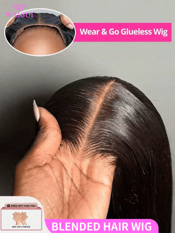 36in 200% Density Glueless Frontal Lace Wigs Human Blended Hair, Pre-Cut 4x4 5x5 13*6 13*4 Pre-Plucked Pre-Bleached, Bone Straight HD Lace Closure High Temperature Resistant Fiber Synthetic Blended Mixed Hair Wig, HD Transparent Ear To Ear Free Parting Lace Front Affordable Wigs Brazilian Human Blended Hair For Women Factory Wholesale Price