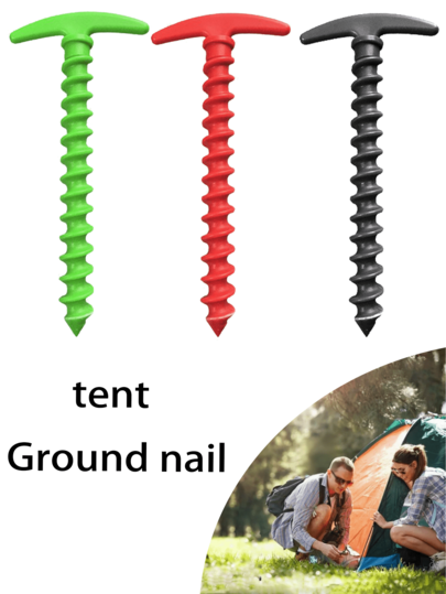 10 Estacas de Solo para Área Externa - Estacas Espirais para Barraca de Camping, Cobertura à Prova de Vento, Ferramentas para Área Externa em Vermelho, Preto, Verde