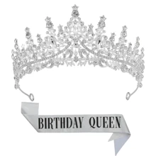 The Rhinestone Bride Crown Headwear And Birthday Queen Belt, Paired With The Charming Rhinestone Girl Headwear And Birthday Belt, Are Specially Designed For Royal Weddings And Birthday Parties, Suitable For Wedding, Banquet, Catwalk And Other Festive Party Headwear Valentine's Day Accessories - Multicolor - View 4
