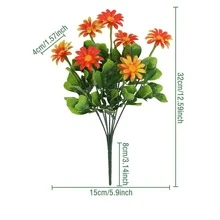 5pcs Artificial 7-Prong Daisy Flowers, Silk Mixed Colors, Suitable For Outdoor Garden, Balcony, Living Room, Dining Table Decor, Wedding, Home, Office, Bedroom, Outdoor, Office Party Decoration