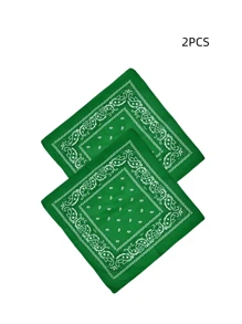 2pcs Unisex Paisley & Floral Print Bandana, Versatile Headband, Neckerchief, Fashion Accessory Men Accessories Men Scarves
