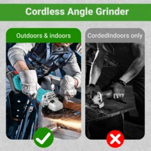 Cordless Angle Grinder 4-1/2 Inch, Power Angle Grinder With 2x1.3Ah Battery, 12000 RPM Brushless Metal Grinder With Cutting Wheels, Electric Grinder Tool For Wood Metal Cutting & Grinding - Xanh bạc hà 2 - Xem 5
