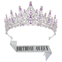 The Rhinestone Bride Crown Headwear And Birthday Queen Belt, Paired With The Charming Rhinestone Girl Headwear And Birthday Belt, Are Specially Designed For Royal Weddings And Birthday Parties, Suitable For Wedding, Banquet, Catwalk And Other Festive Party Headwear Valentine's Day Accessories - Multicolor - View 3