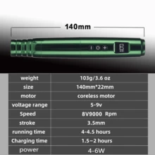 1 Stück T-REX kabellose Tattoo-Maschine mit 1200mAh Akku für Permanent Make-up, Augenbrauen, Lippen, Augen, Haare, leistungsstarker bürstenloser Motor, aufladbar