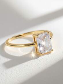 Charm-In 1pc Cubic Zirconia Decor Ring Copper Jewelry