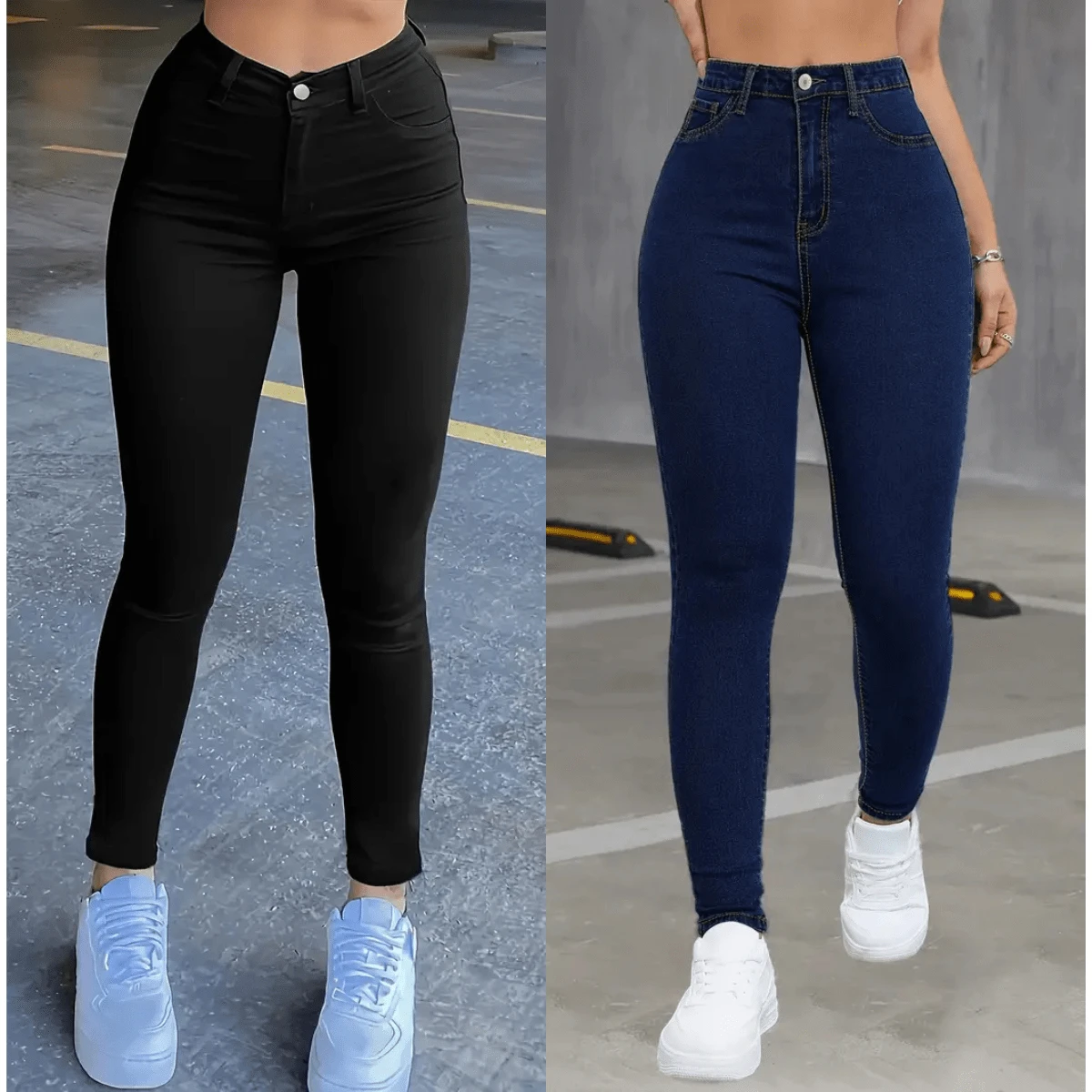 Kit 2 Women's Basic Skinny Jeans With High Waist - 彩色 - 查看 1