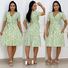 Women's Casual Elegant Printed Dress In Romantic Fabric - Verde Salvia - View 6