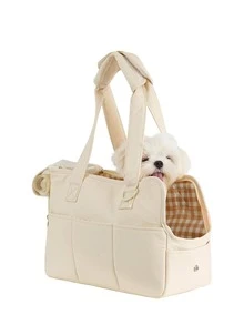 1pc Foldable Soft Pet Backpack Carrier, Suitable For Small Dogs, Rabbits, Cats, Travel Bag - White - View 5