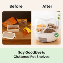 Pet Food Storage Container With Moisture-Proof Lid And 6 Grids – Smart Dispenser Box For Cat & Dog Treats, Multi-Purpose Organizer - White - View 4