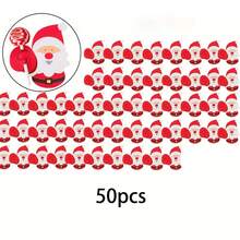 100pcs Festive Christmas Lollipop Cards - Santa, Penguin & Snowman Designs With Red & White Checkered Bows, Perfect For Holiday Gifts, Party Favors, And Classroom Exchanges, Christmas Decorations(10/50/100pcs)