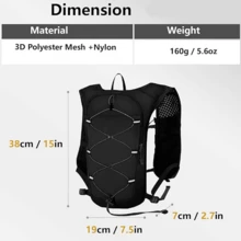 Ultralight Night Reflective Running Bag Cycling Backpack - (Without Water Bottle) Breathable, Lightweight Hiking Backpack With Water Bottle Storage Space, Black Polyester, Suitable For Outdoor Sports And Festivals, Cycling Backpack - Black - View 3