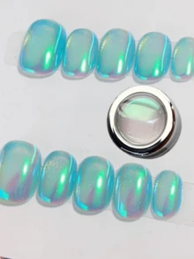 0.3g/Pc Green Aurora Chameleon Nail Powder, Neon Powder For DIY Nail Art Decoration, Color Changing Optical Nail Powder - Multicolor - View 4