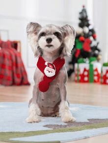 Christmas Pet Scarf - Dog And Cat Holiday Scarf, Santa Claus And Snowman Pattern, Hand-Wash Polyester Material, A Gift For Your Beloved Pet On This Festive Occasion Suitable For Small And Medium-Sized Dogs And Cats With A Neck Circumference Up To 13.78 Inches - Multicolor - View 5