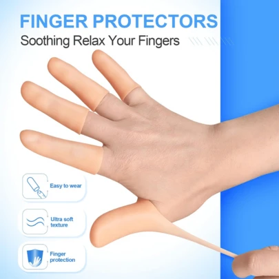 5/10/15 miếng bảo vệ ngón tay bằng gel có thể cắt tỉa, miếng bảo vệ đầu ngón tay bằng silicon, bao ngón tay mềm mại và co giãn có thể tái sử dụng, thích hợp cho đồ thủ công DIY, miếng bảo vệ ngón tay vệ sinh gia dụng