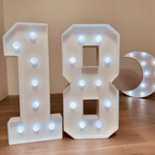 1Pc 91.5CM/36Inch Illuminated Digital Marquee Frame Numbers 0 - 9 Plug- In Lights And Stand For Party Decor Birthday & Anniversary Celebrations - 8/10pcs Cool Lights - 白色 - 查看 2