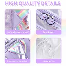 Back To School Clear Backpack – Stylish Transparent Bag With Keychain, Durable & Lightweight - Mauve Purple - View 6