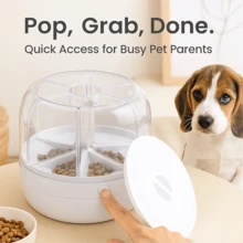 Pet Food Storage Container With Moisture-Proof Lid And 6 Grids – Smart Dispenser Box For Cat & Dog Treats, Multi-Purpose Organizer - White - View 8